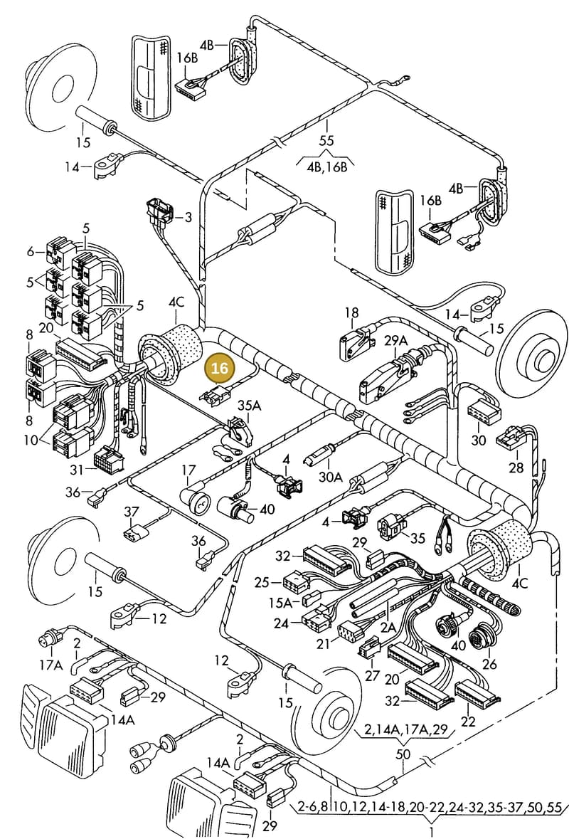 161971988C — Volkswagen LT, LT 4X4 (2003-2006) diagram 176971300, position 16