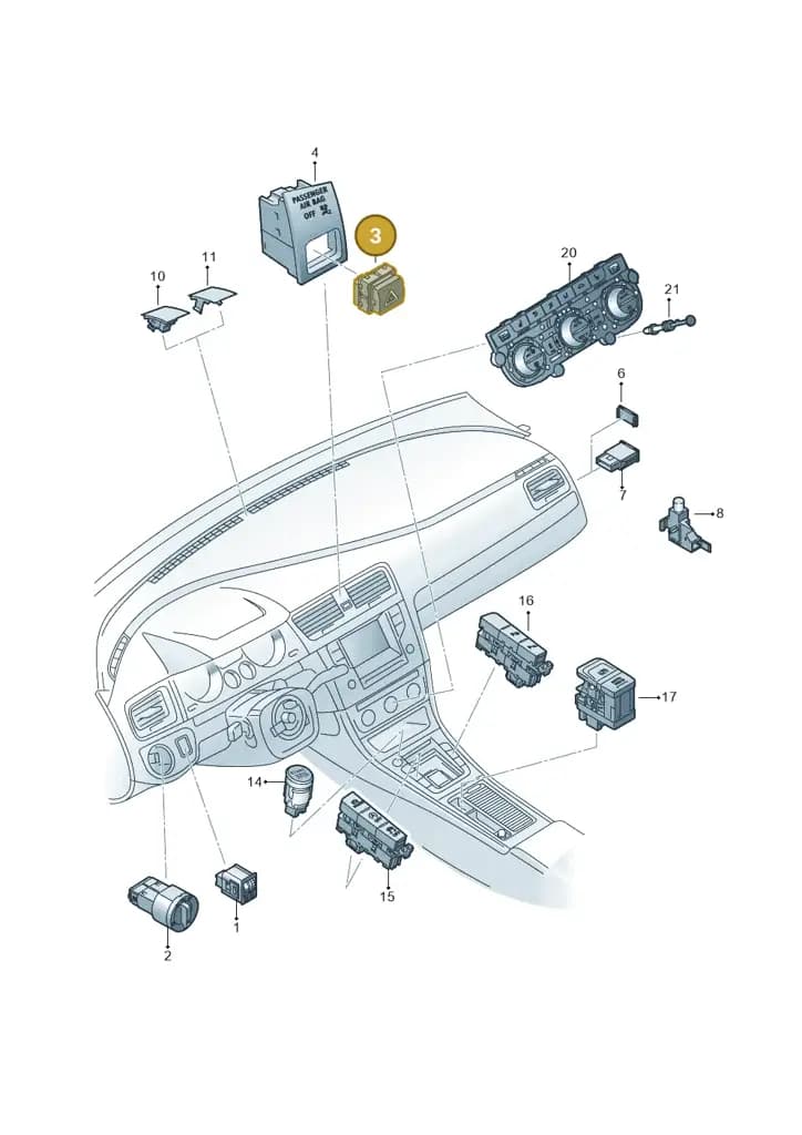 17A953509AECU — Volkswagen Golf (2016-2020) diagram 746941500, position 3