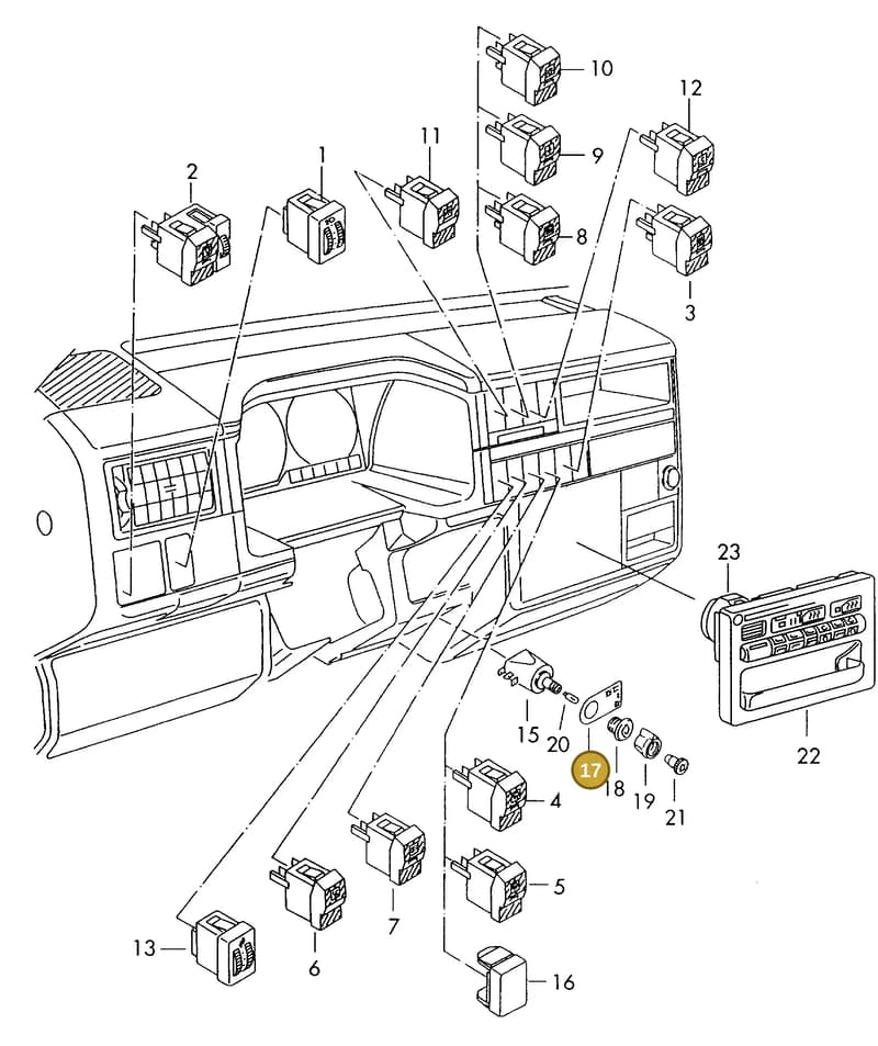 191951279 — Volkswagen TRANSPORTER SYNCRO (1995-1995) diagram 117941850, position 17