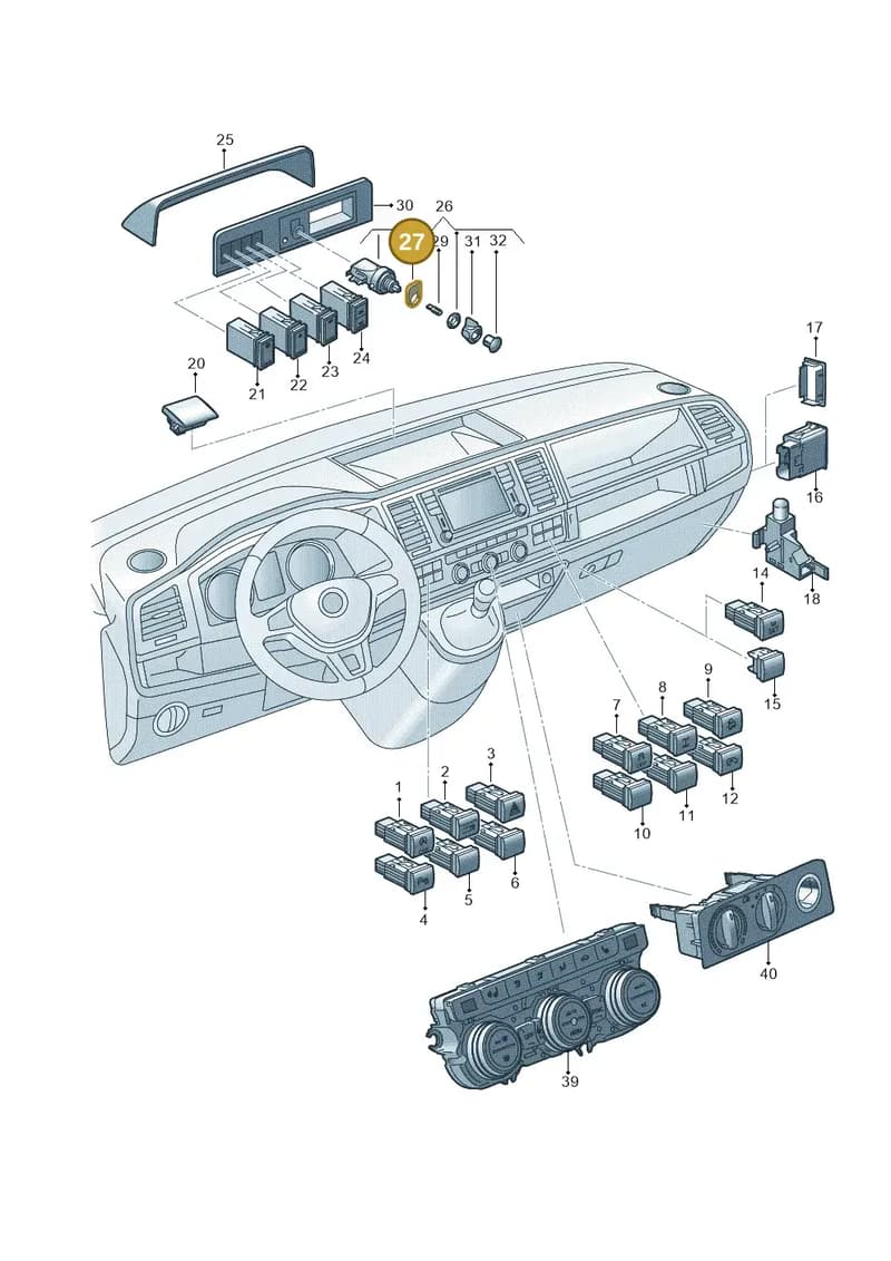 191951279 — Volkswagen Transporter Single Cab (2015-2019) diagram 862941510, position 27