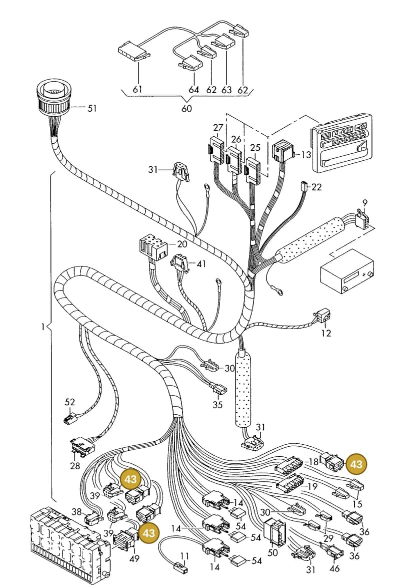 191972733 — Volkswagen TRANSPORTER SYNCRO (1996-2003) diagram 230972270, position 43