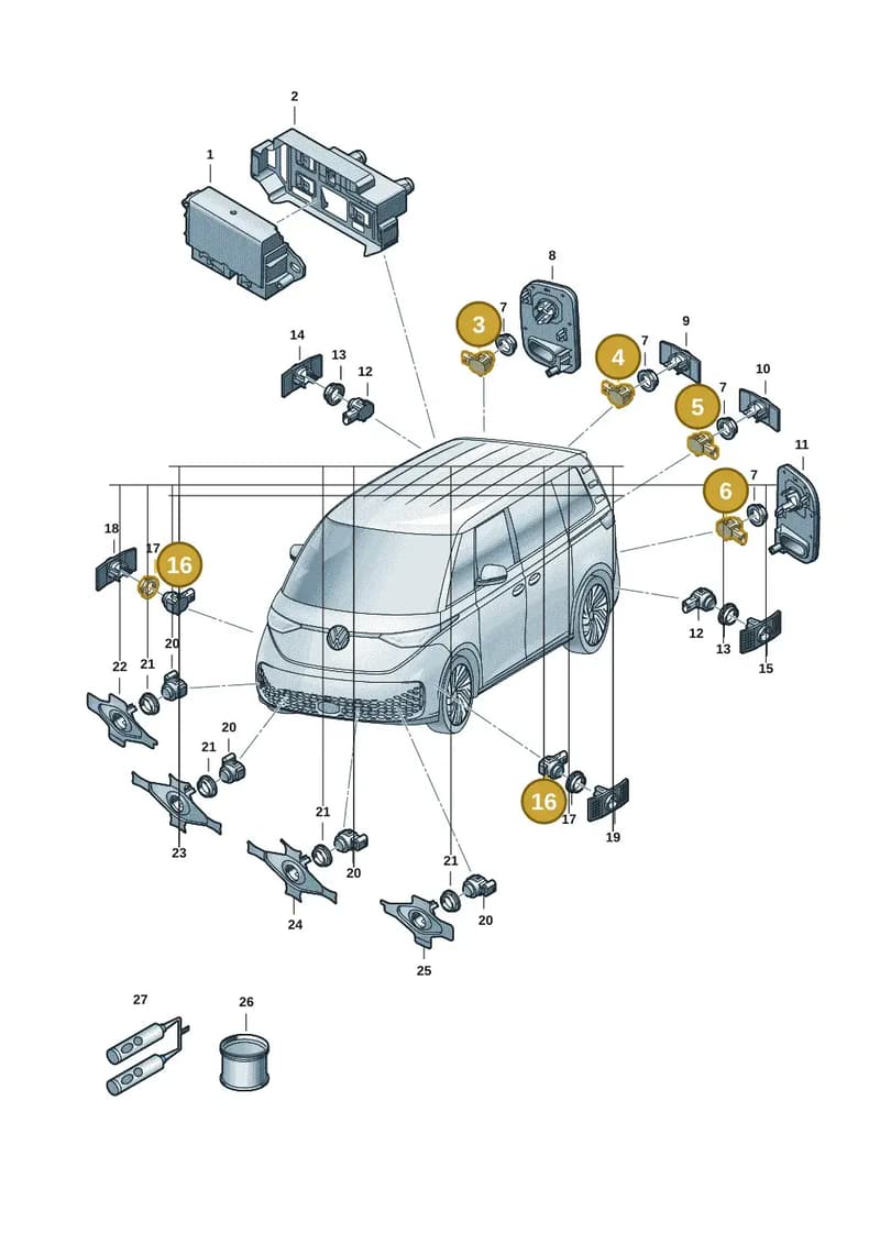 1EA919275C905 — Volkswagen ID.Buzz (2022-) diagram 15a919000, position 3+4+5+6+16
