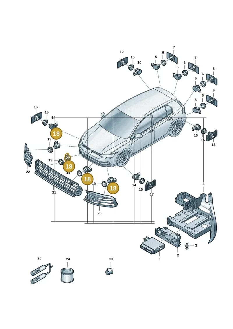 1ED919275CGRU — Volkswagen Golf 1.5 (2020-) diagram 5h0919000, position 18