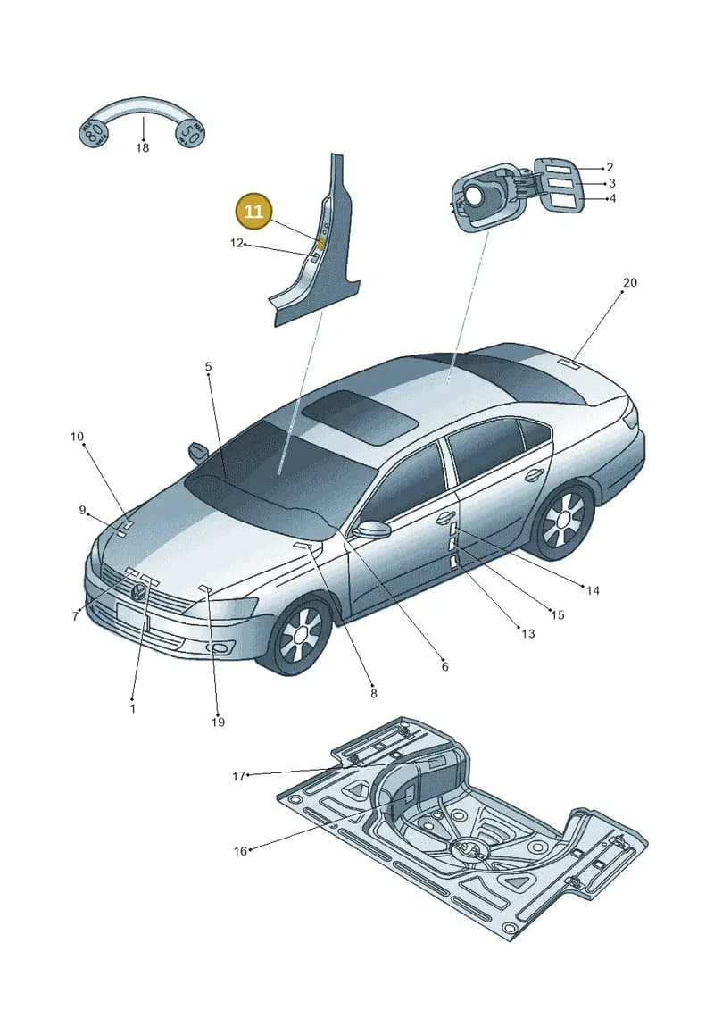 1HM010038 — Volkswagen Jetta (2010-2014) diagram 692010000, position 11