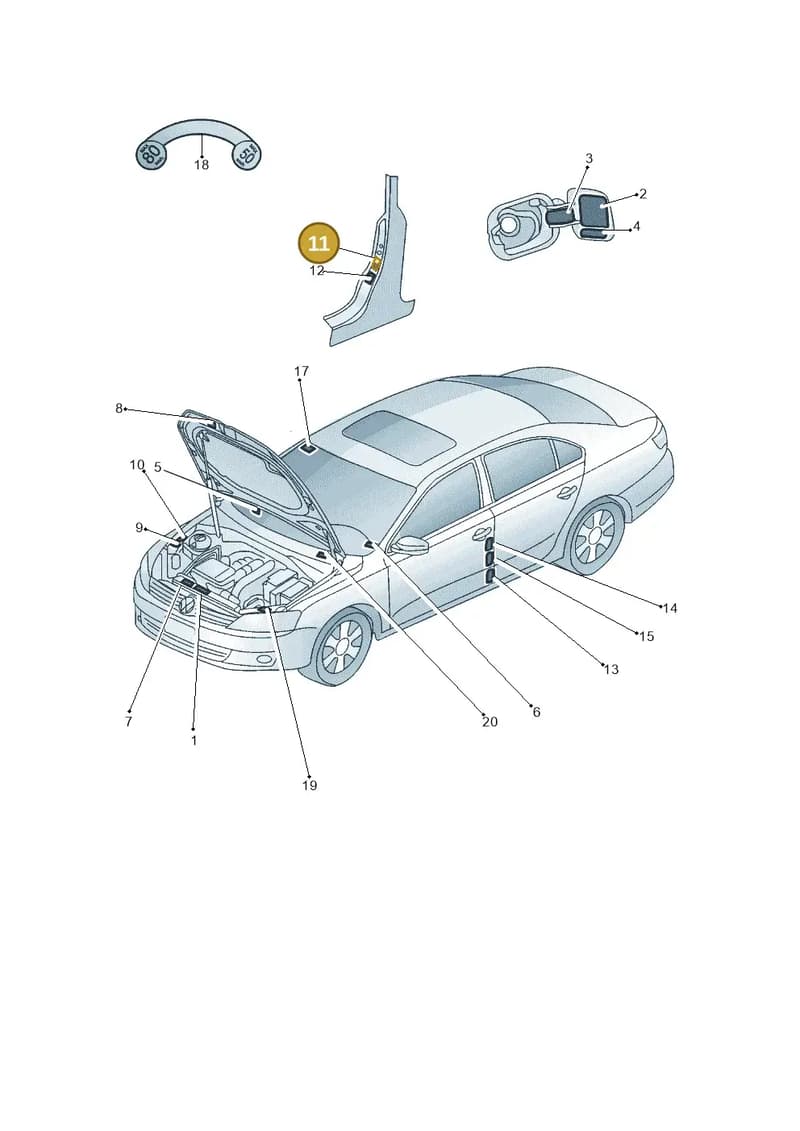 1HM010038 — Volkswagen Jetta (2014-2017) diagram 789010000, position 11