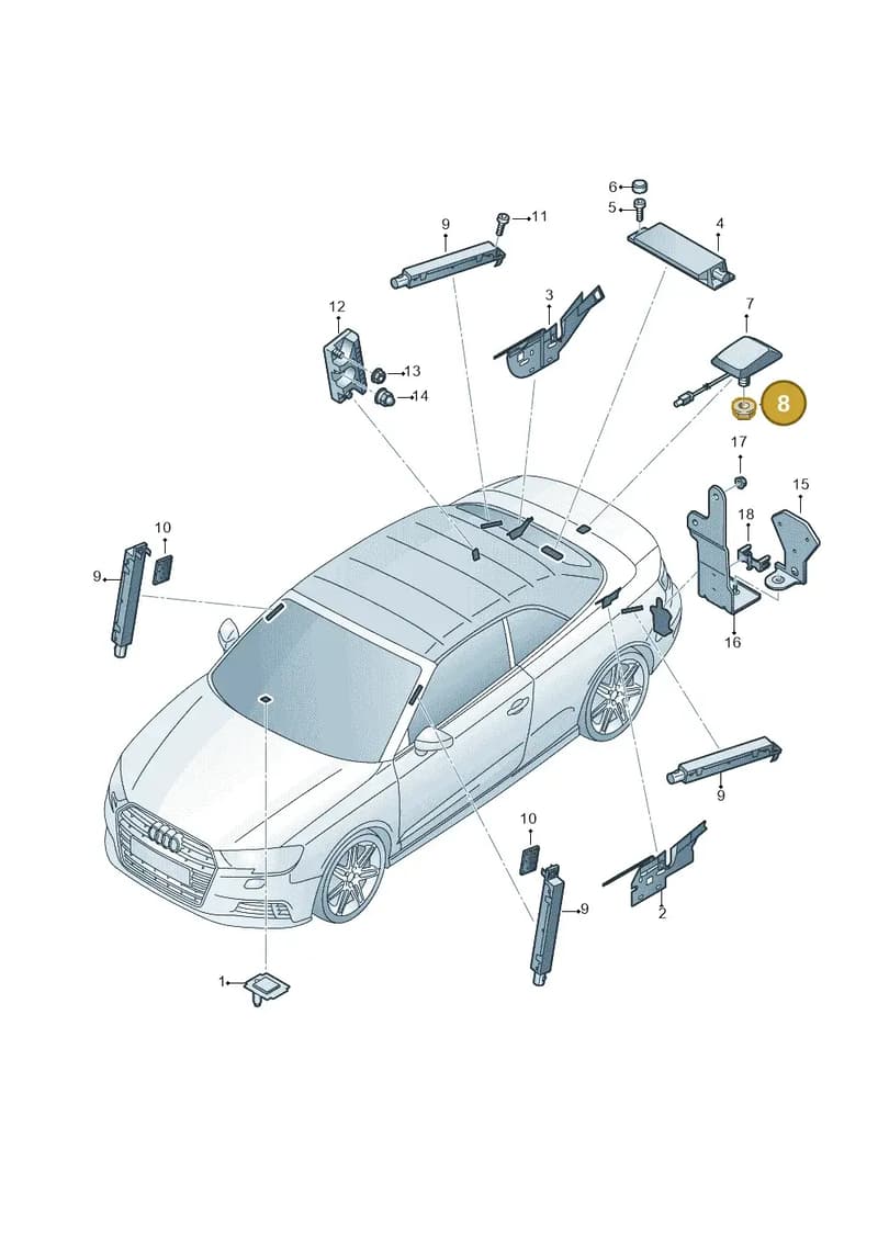 1J0035437A — Audi A3 Cabriolet (2016-2020) diagram 891035100, position 8