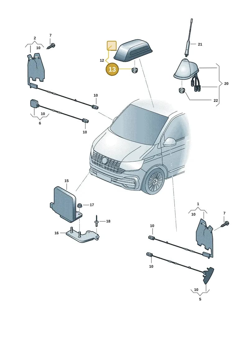 1J0035437A — Volkswagen Transporter Multivan (2019-2024) diagram 7em035020, position 13