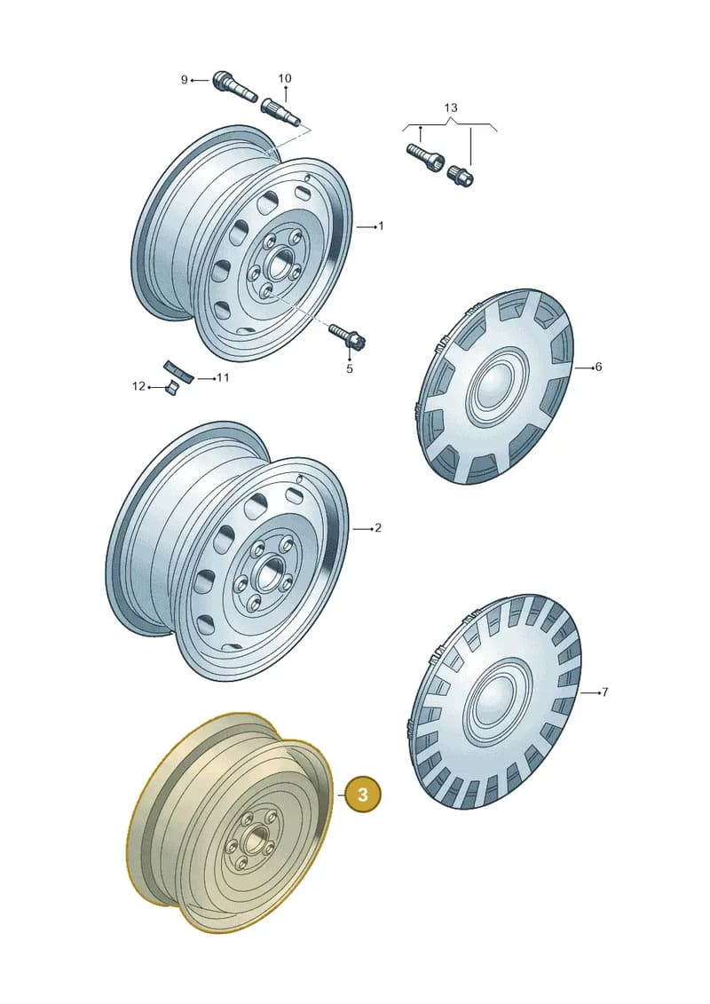 1J0601027M03C — Audi TT Coupe/Roadster (2002-2006) diagram 194601100, position 3