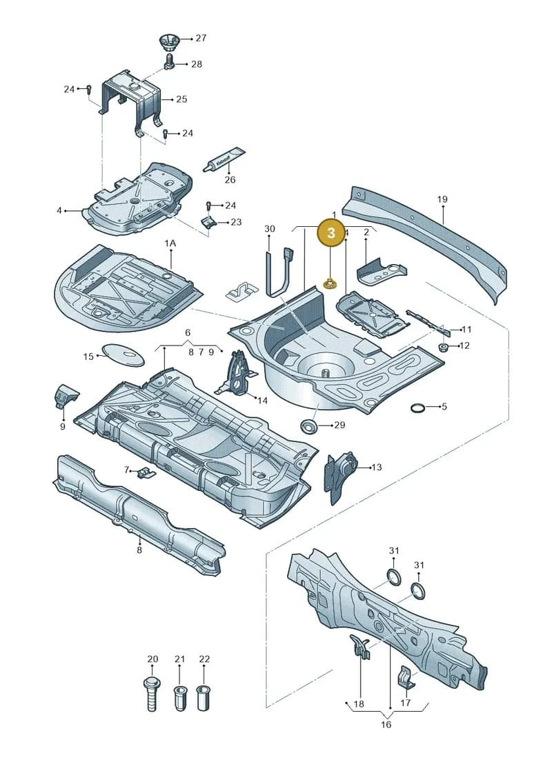 1J0803272A — Audi A1 Sportback (2014-2018) diagram 708813000, position 3