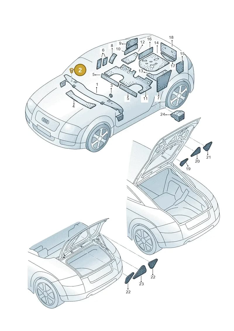 1J0863119 — Audi TT Coupe/Roadster (2002-2006) diagram 229863400, position 2