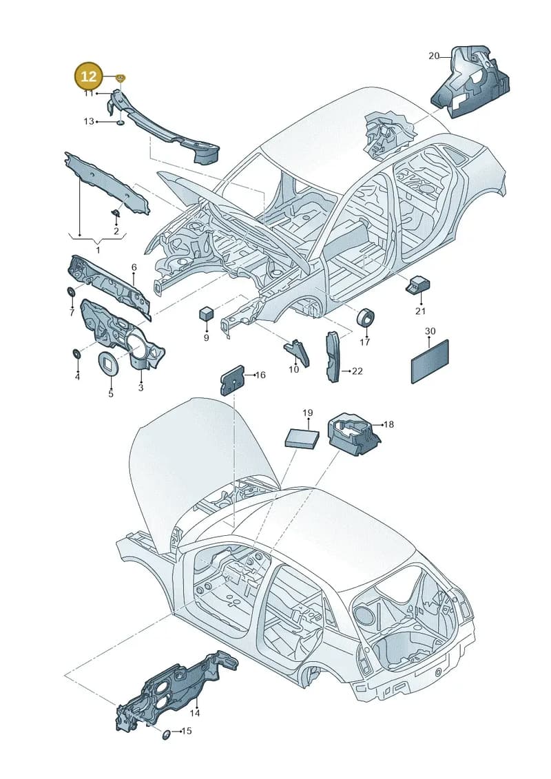 1J0863119 — Audi A1 Sportback (2014-2018) diagram 792863200, position 12