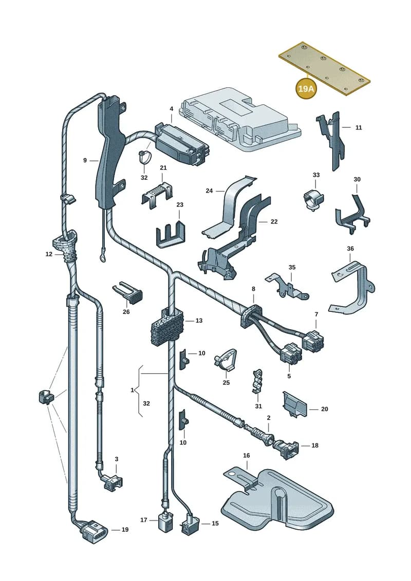 1J0971461A — Volkswagen Jetta/Wagon (2002-2006) diagram 203971230, position 19A
