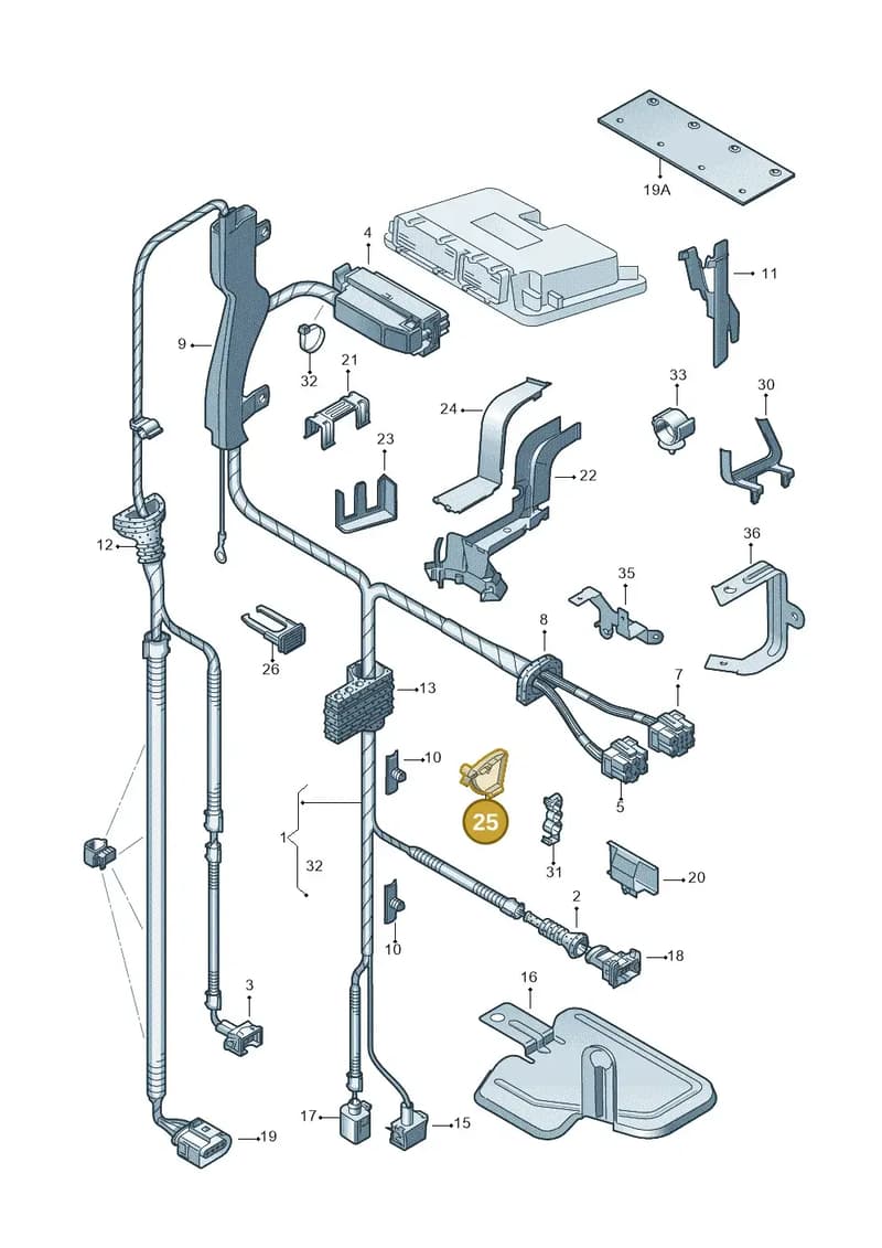 1J0971843C — Audi A3         "BR."M.06> (2005-2006) diagram 203971230, position 25