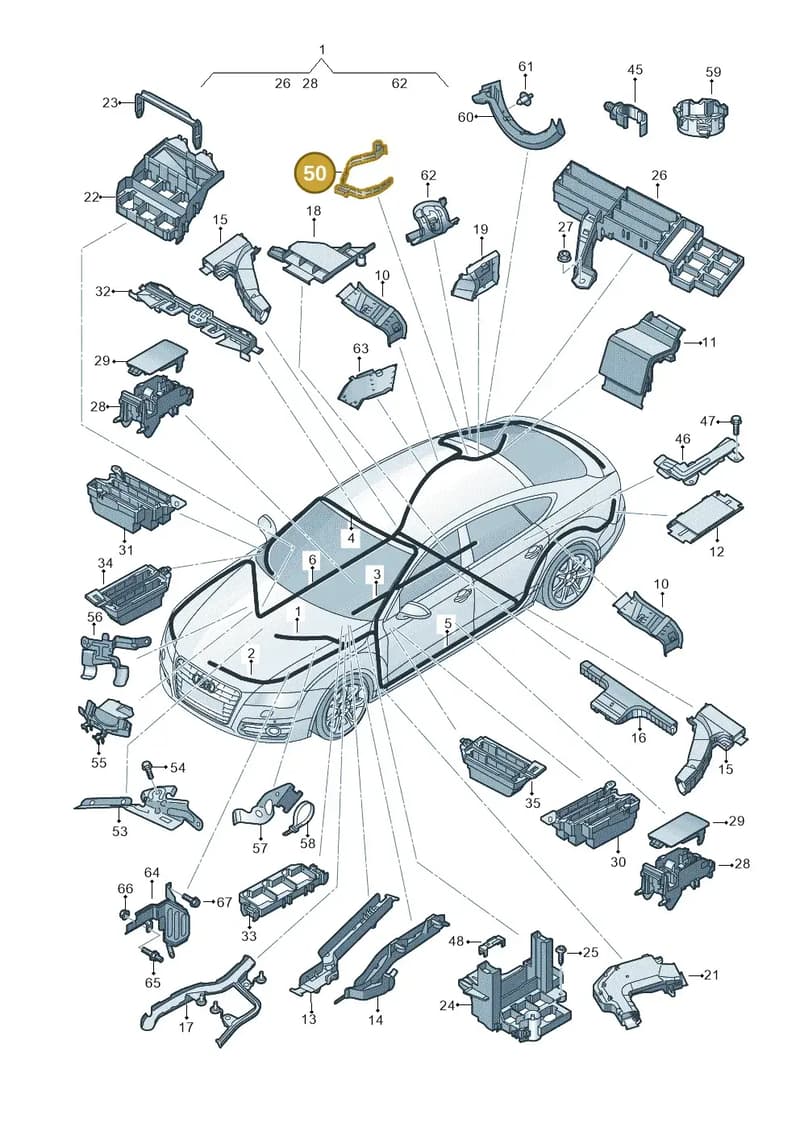 1J0971843C — Audi A6 (2014-2018) diagram 798971800, position 50