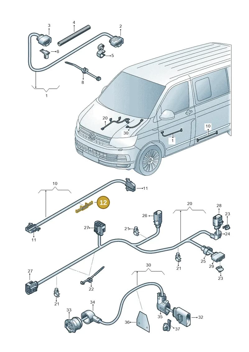 1J0971930N — Volkswagen Transporter Multivan (2019-2024) diagram 7em971032, position 12