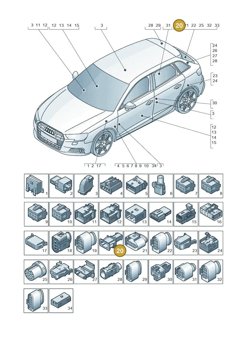 1J0972751 — Audi RS3 Limousine (2017-2020) diagram 890971790, position 20