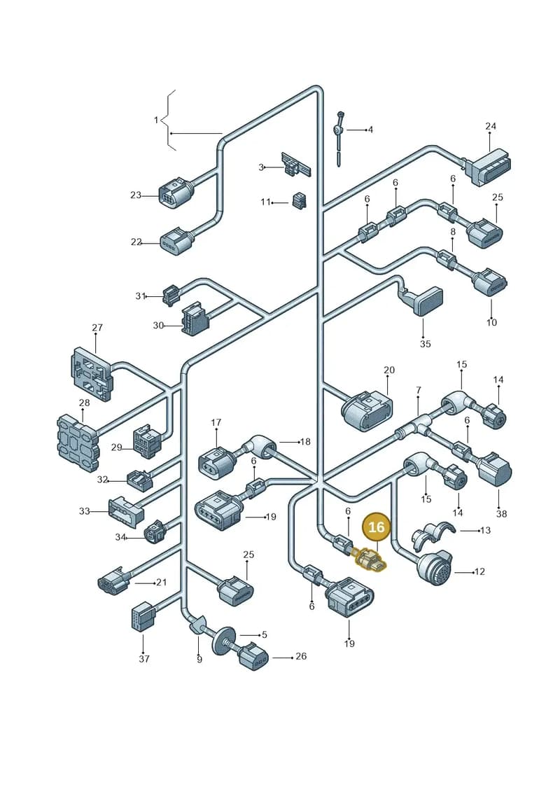 1J0972844 — Volkswagen Jetta (2008-2011) diagram 614971450, position 16
