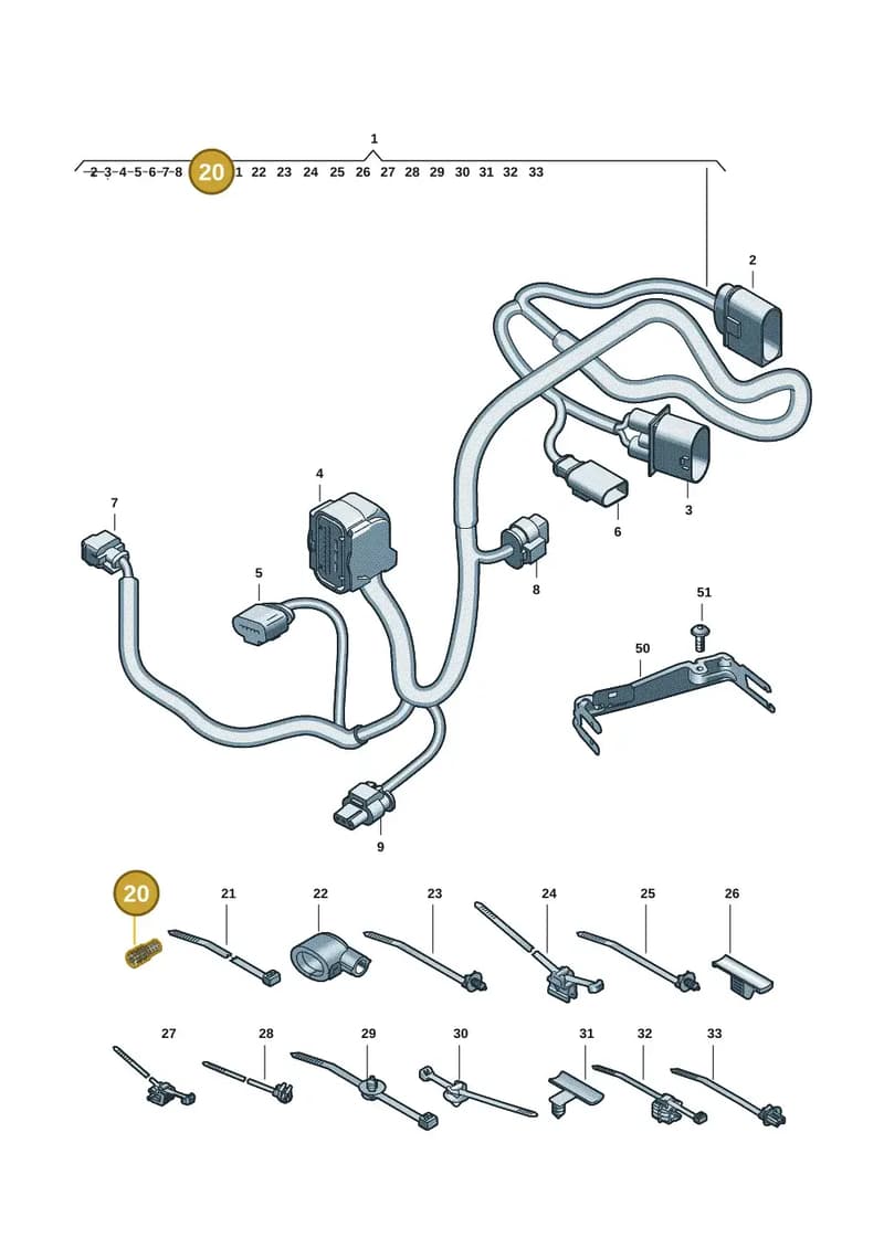1J0972844 — Audi A5 Limousine (2024-2025) diagram 8wk972810, position 20