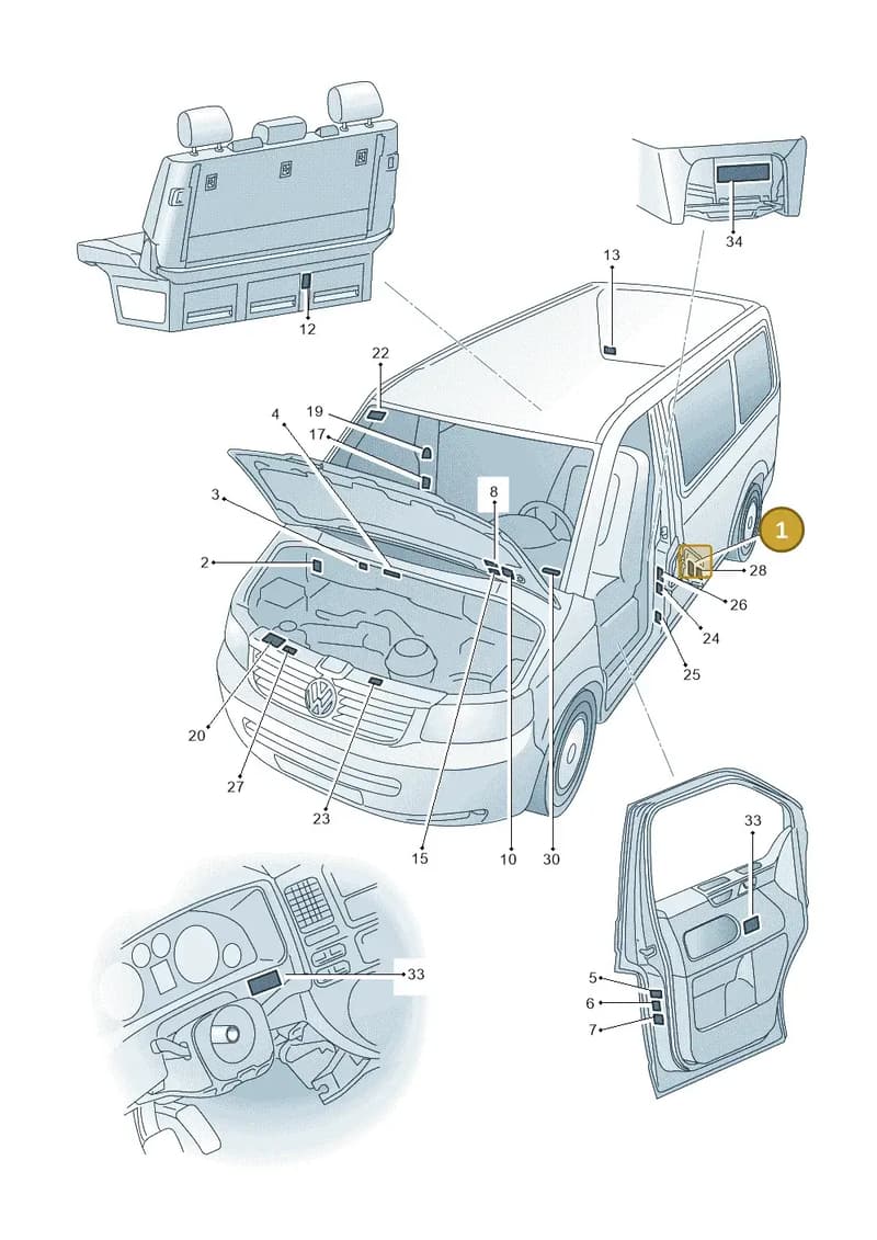 1K0010767N — Volkswagen Caravelle (2015-2019) diagram 861010000, position 1