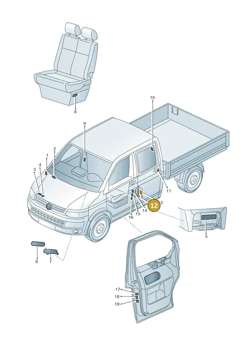 1K0010767N — Volkswagen Transporter Single Cab (2015-2019) diagram 862010000, position 12