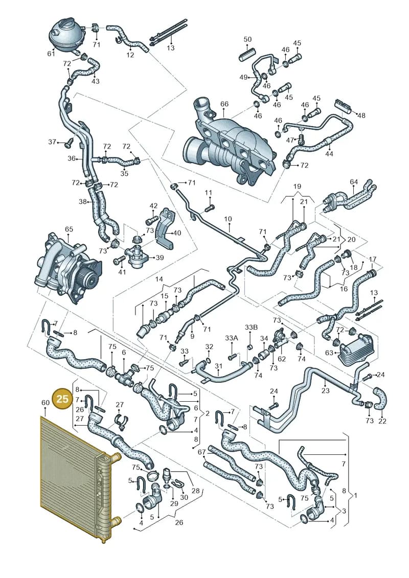 1K0122051FE — SEAT Leon Stylance (2010-2012) diagram 412121640, position 25