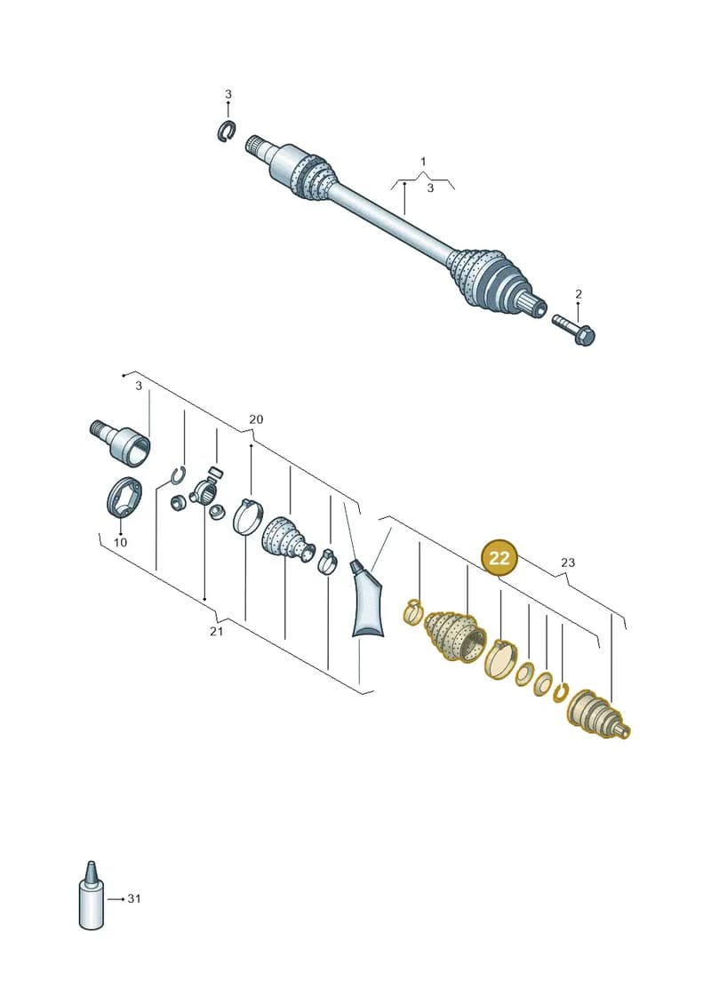 1K0498203G — Audi Q3 (2014-2019) diagram 855407620, position 22