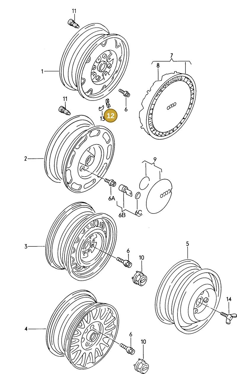 1K0601184B — Audi 5000 S/Wagon qu. (1987-1988) diagram 062052000, position 12