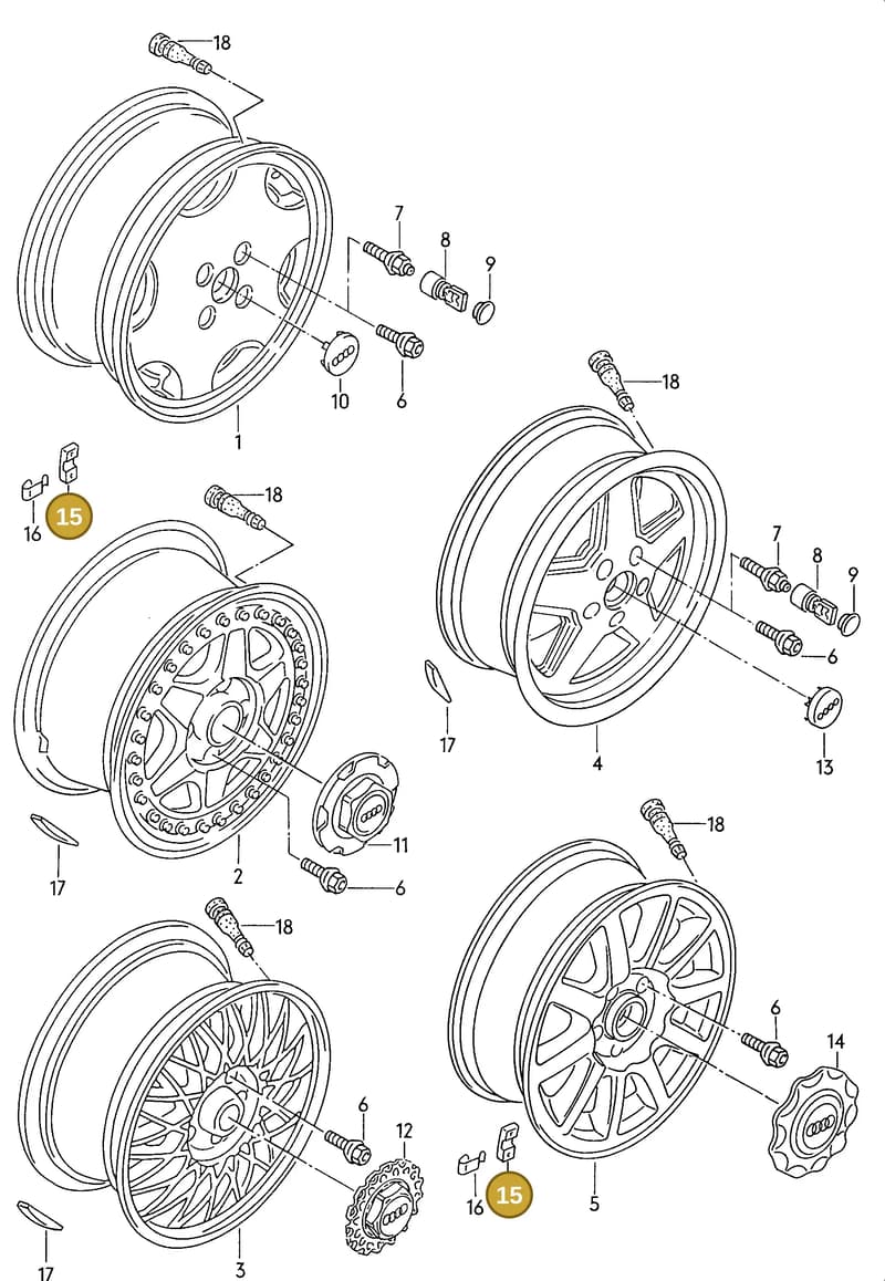 1K0601184B — Audi 90                93 (1992-1993) diagram 123601500, position 15