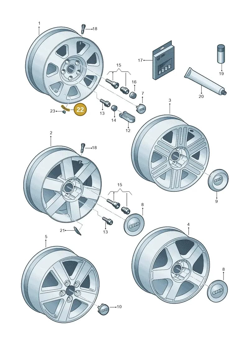 1K0601185B — Audi A2 (2000-2005) diagram 248601500, position 22