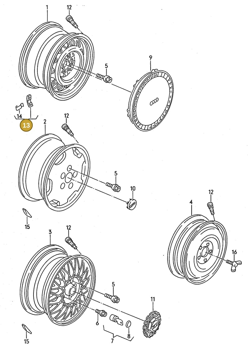 1K0601190B — Audi V8 (1989-1993) diagram 090052000, position 13