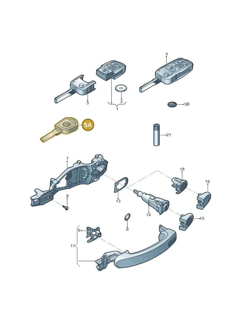 1K0837219CROH — Volkswagen Jetta variant (2009-2014) diagram 685837100, position 5A