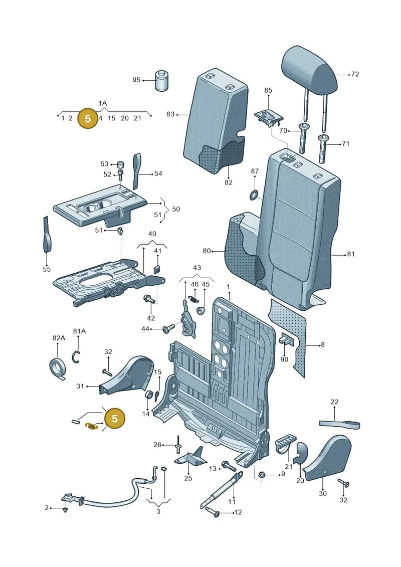 1K0886259A — Volkswagen Tiguan (2009-2019) diagram 688885800, position 5