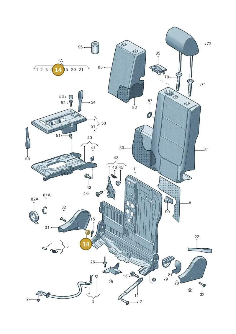 1K0886311B — Volkswagen Tiguan (2009-2019) diagram 688885800, position 14