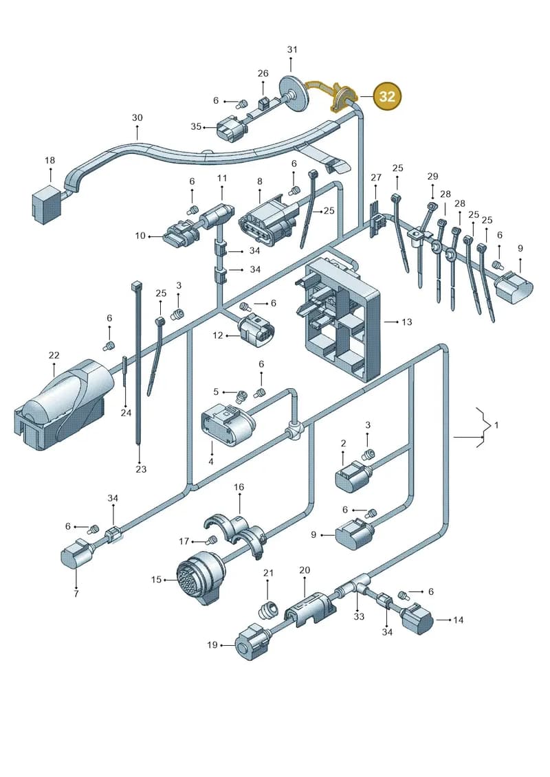 1K0927906B — Volkswagen Jetta (2010-2014) diagram 692971680, position 32