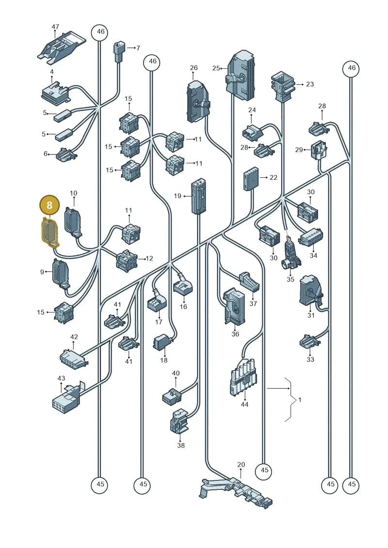 1K0937702F — Volkswagen Golf (2011-2013) diagram 649971810, position 8