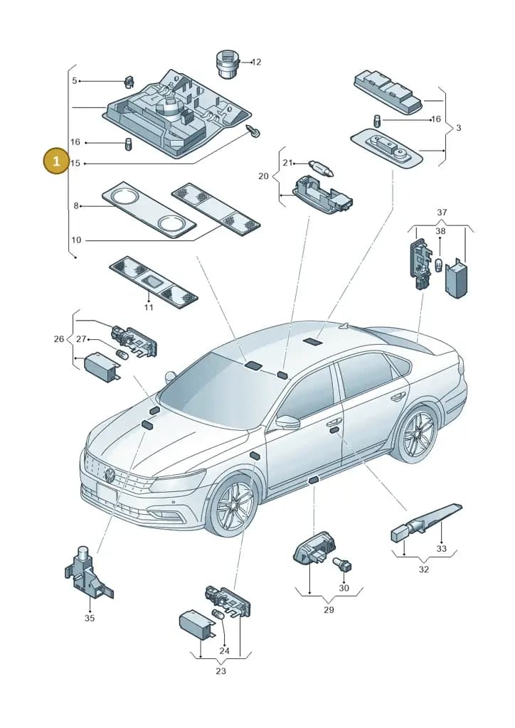 1K0947105BATLC — Volkswagen New Passat (2015-2022) diagram 868947000, position 1