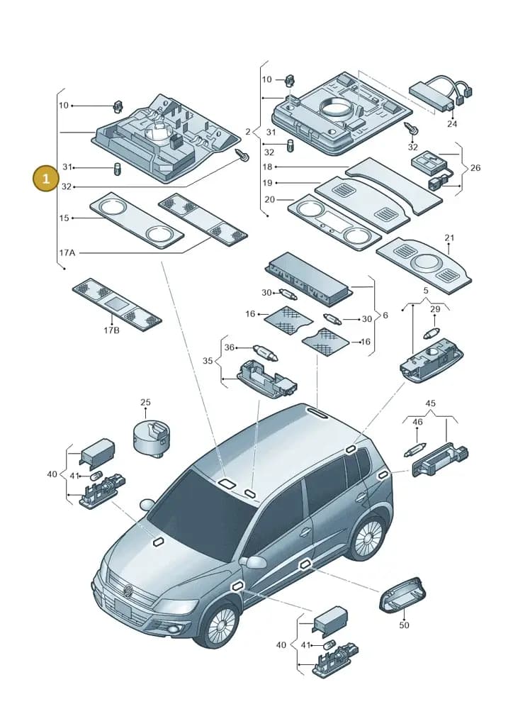 1K0947105P82V — Volkswagen Tiguan (2011-2018) diagram 719947000, position 1