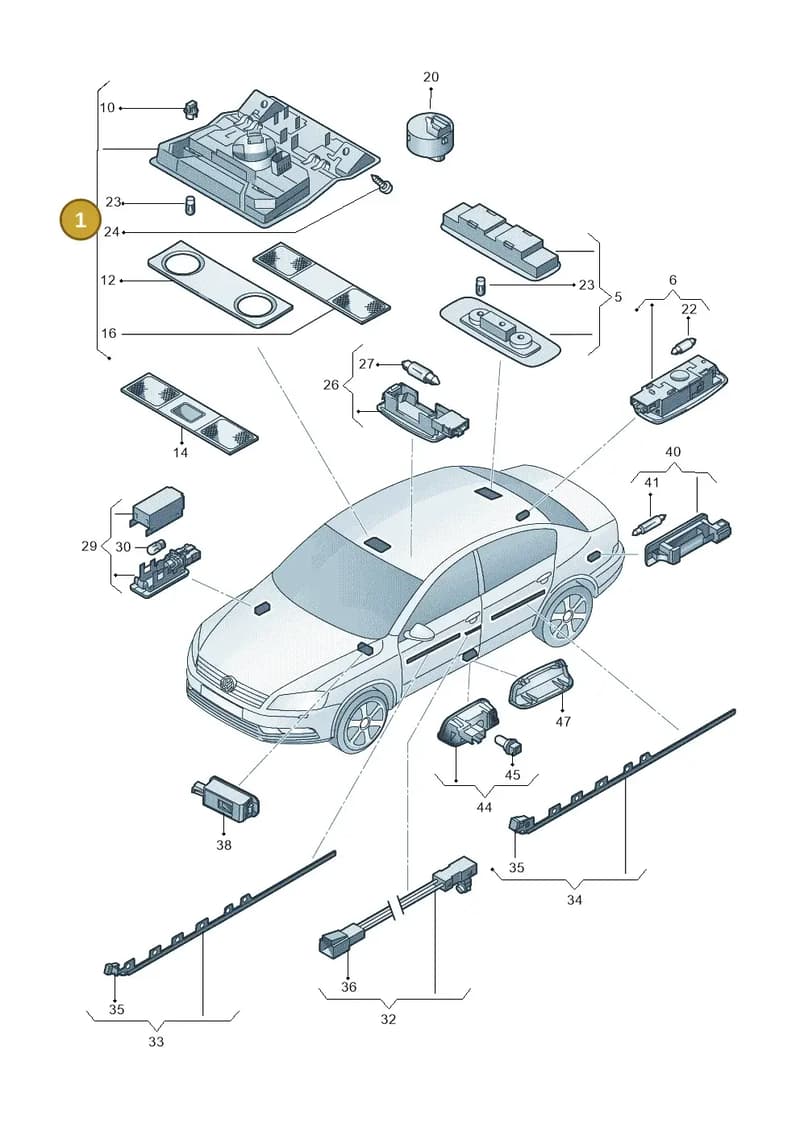 1K0947106NYML — Volkswagen Passat saloon (2010-2015) diagram 702947000, position 1