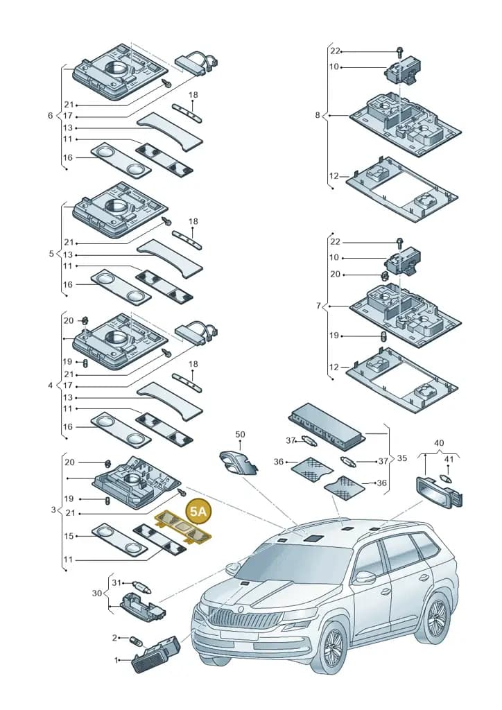 1K0947133BAQD — Skoda Karoq (2017-2023) diagram 834947000, position 5A
