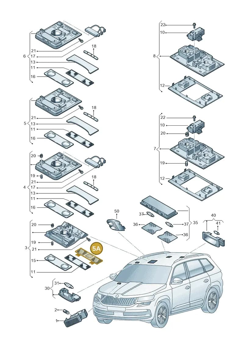 1K0947133BAQD — Skoda Karoq (2017-2023) diagram 834947000, position 5A