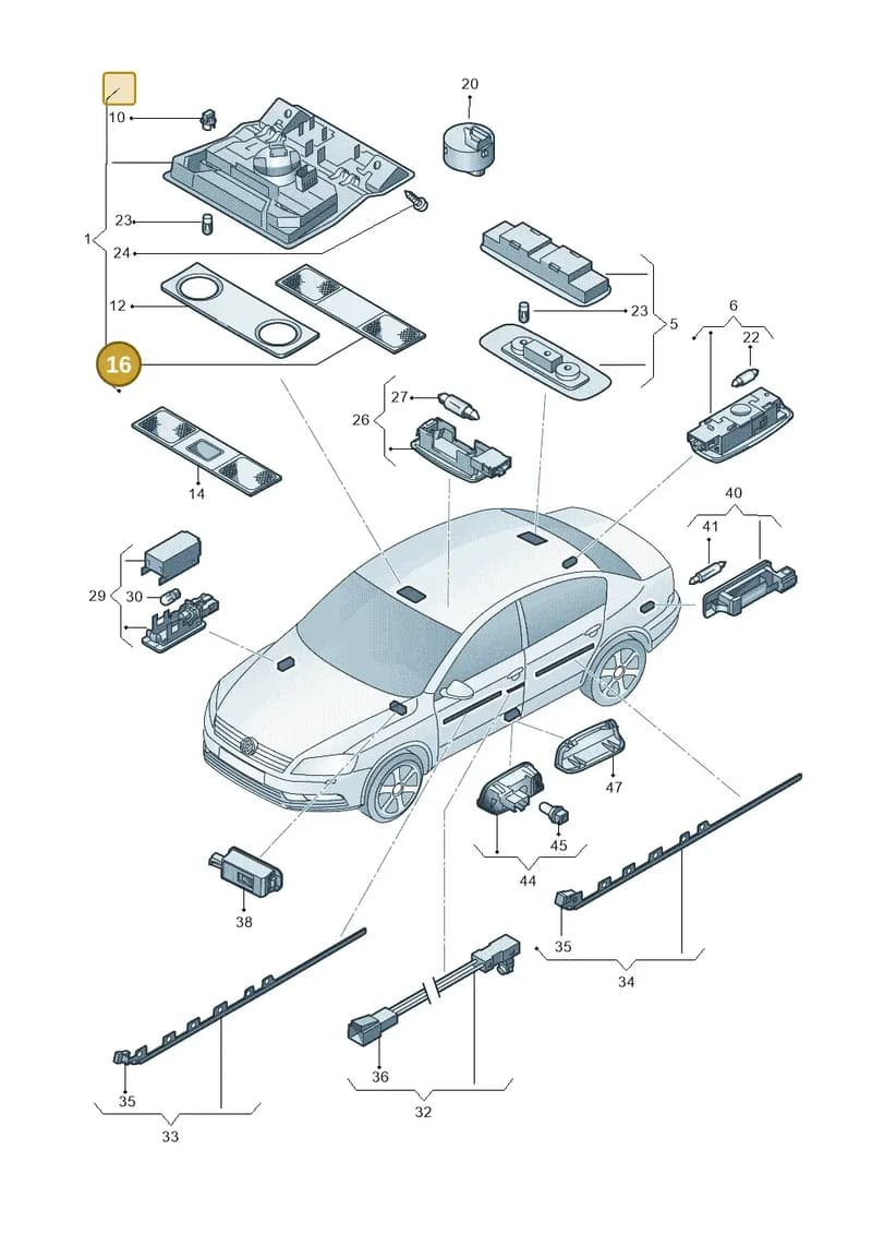 1K0947133H82V — Volkswagen Passat saloon (2010-2015) diagram 702947000, position 16