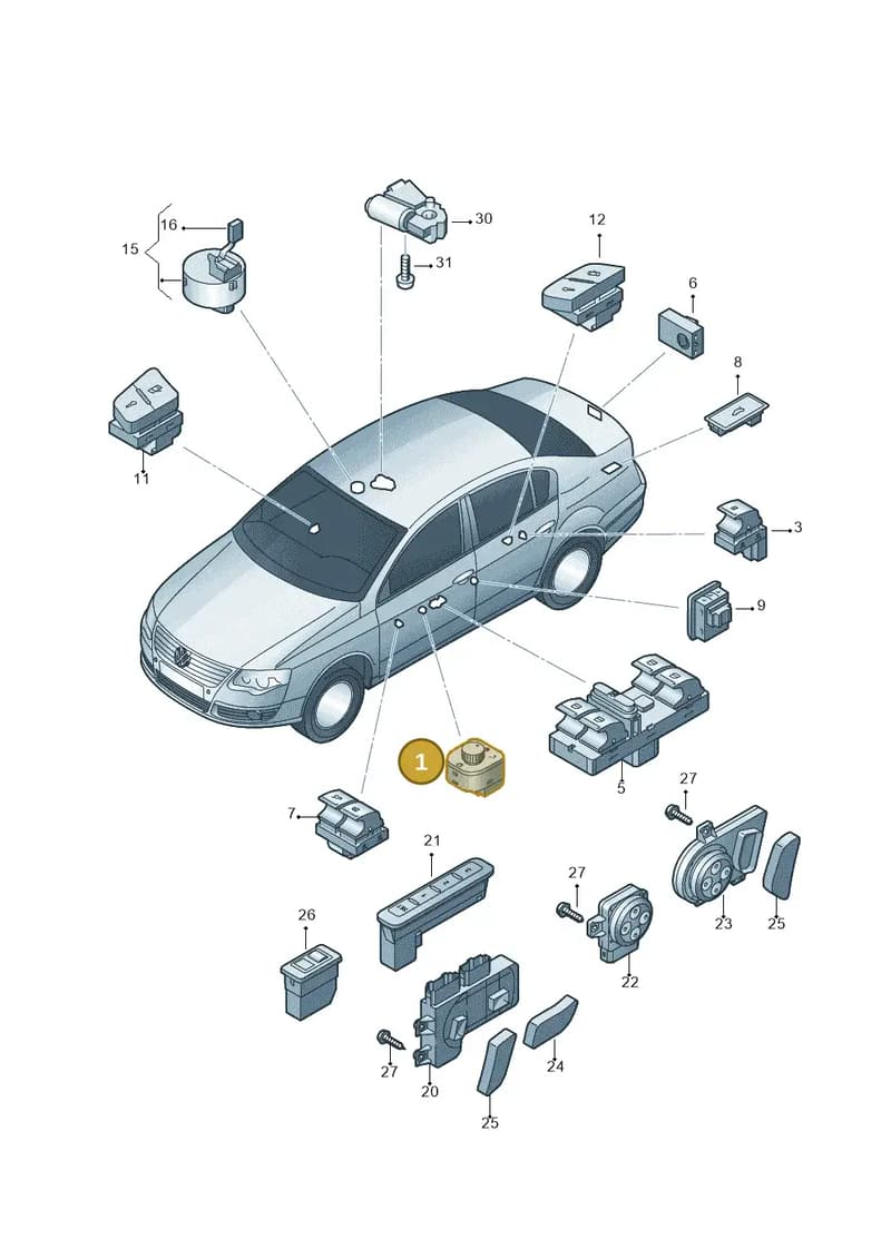 1K0959565LREH — Volkswagen Passat estate (2008-2011) diagram 627959050, position 1