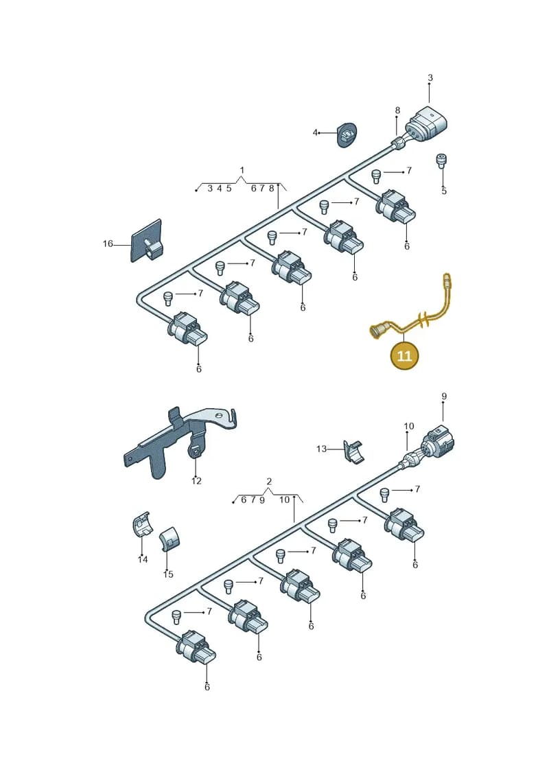 1K0965539 — Volkswagen Jetta (2014-2017) diagram 692971900, position 11