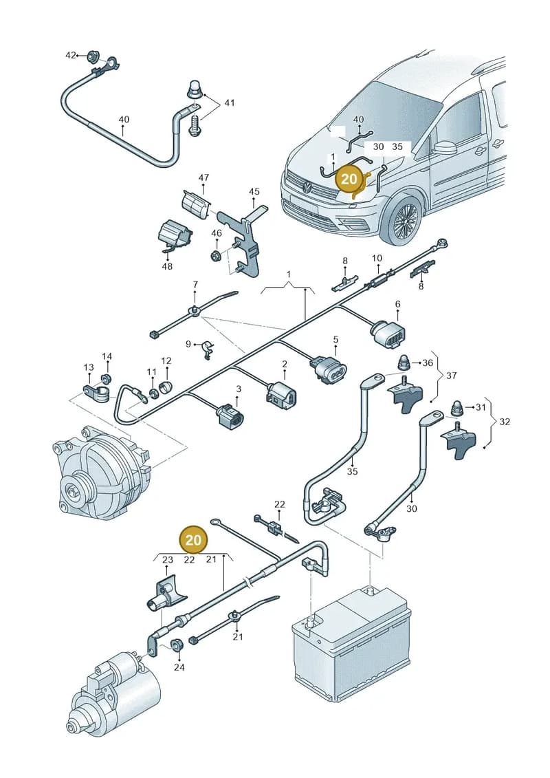 1K0971228AB — Volkswagen Caddy (2015-2020) diagram 866971010, position 20