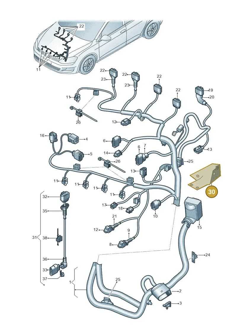 1K0971461L — Volkswagen Golf (2016-2020) diagram 827971140, position 30