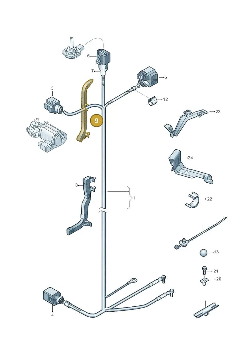1K0971614A — Audi TT Coupe/Roadster 08> (2007-) diagram 609971700, position 9