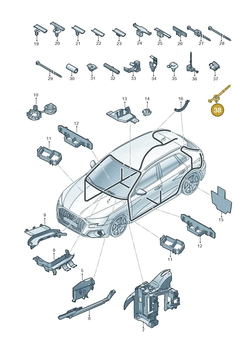 1K0971838 — Audi A3 Sportback (2019-2025) diagram 596971800, position 38