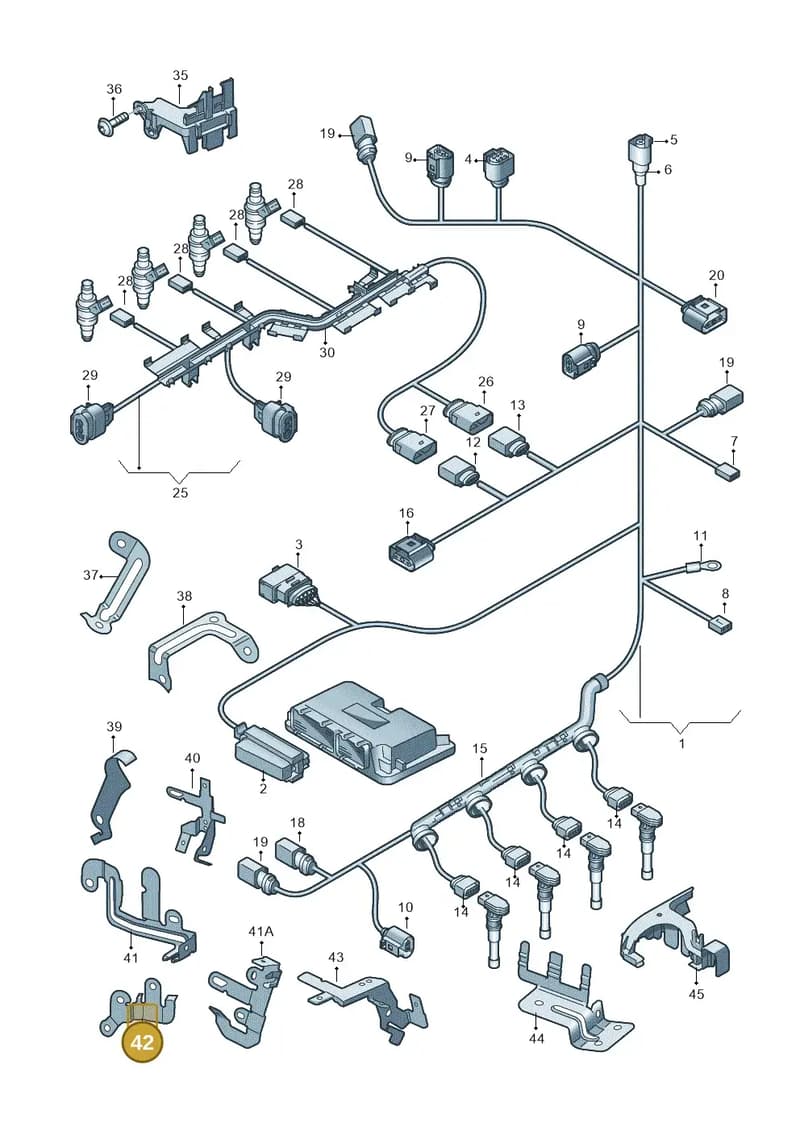 1K0971858AJ — Volkswagen Golf Cabriolet (2011-2016) diagram 412971090, position 42