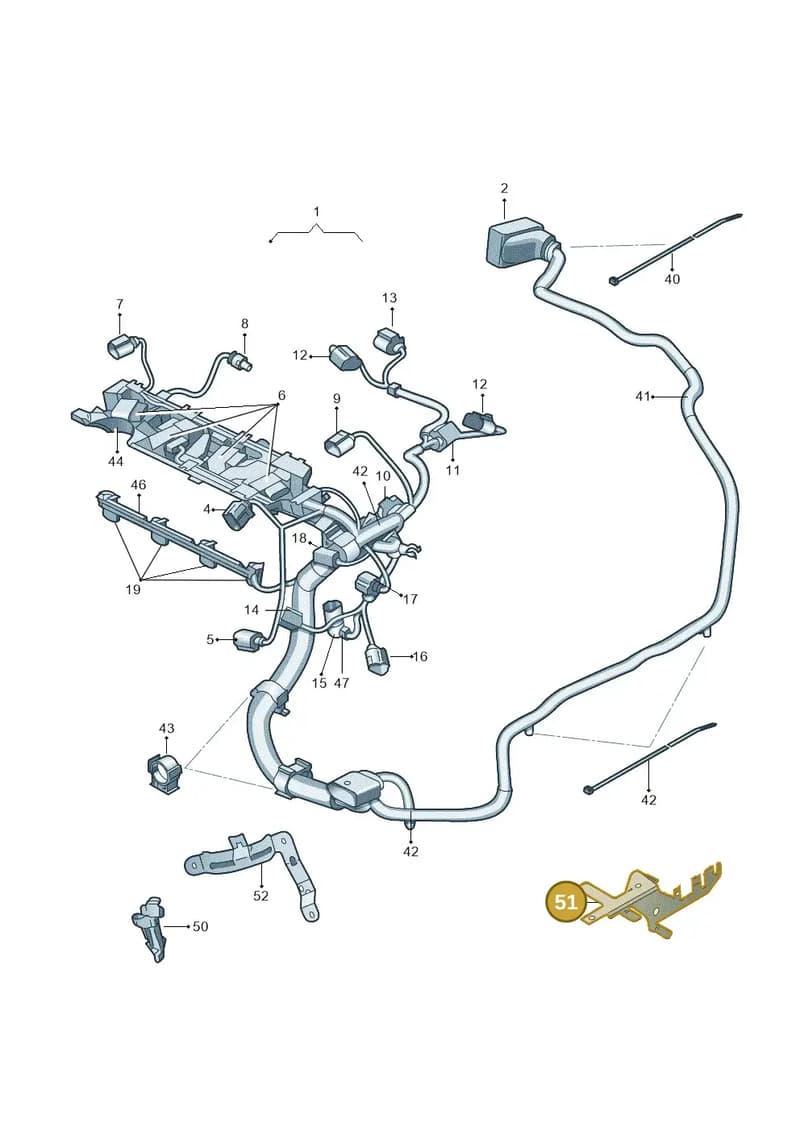 1K0971858L — Skoda Yeti (2013-2017) diagram 663971070, position 51