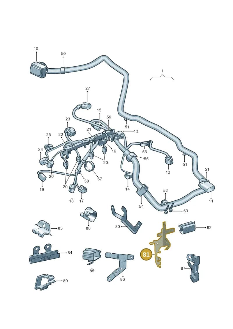 1K0971858L — Skoda Yeti (2013-2017) diagram 666971050, position 81